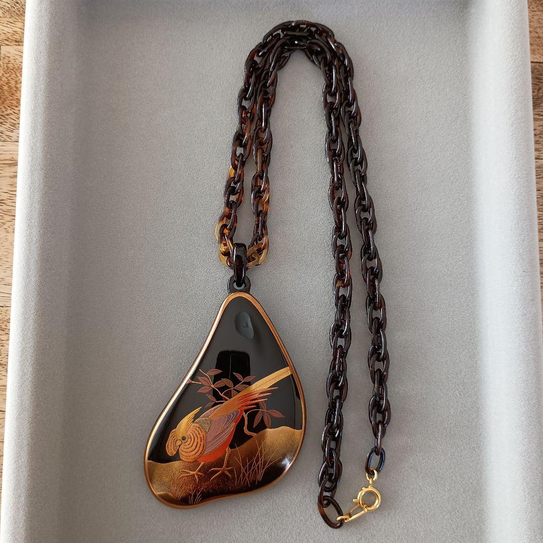 本鼈甲 金蒔絵 螺鈿 作家物 武司 鼈甲 べっ甲 工芸品 ネックレス 装飾品