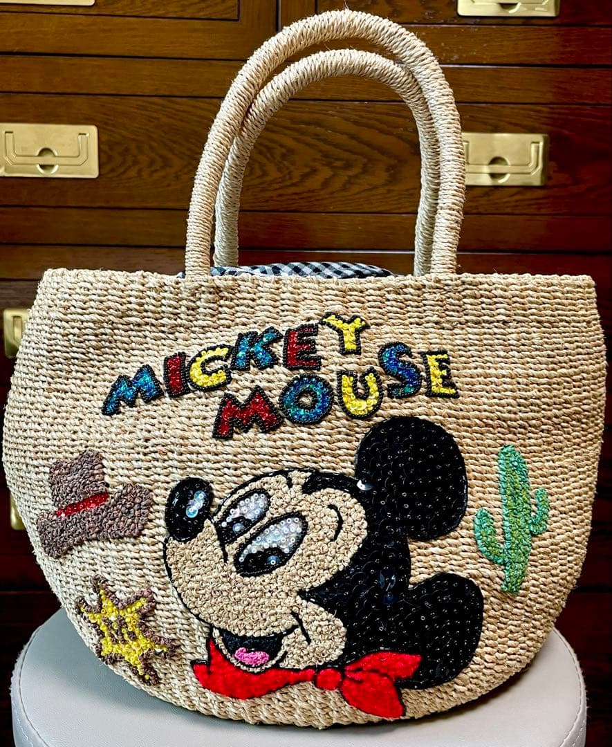 ミッキー　スパンコールかごバッグ