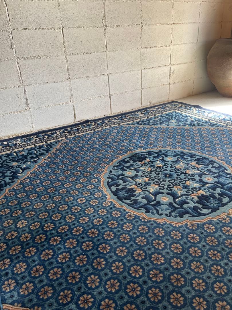 中国段通　4畳半　245×245 正方形　絨毯　カーペット　毛100% 手織り