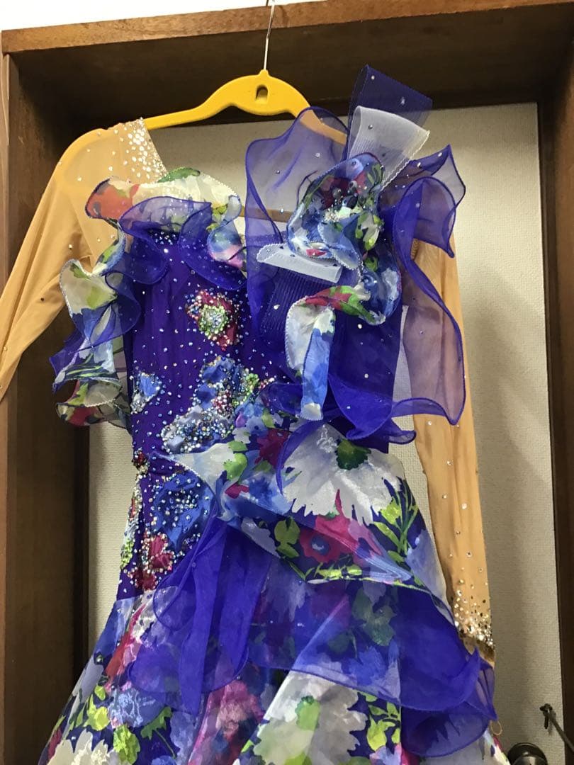 タカダンス　ドレス　ブルー　プリント花柄