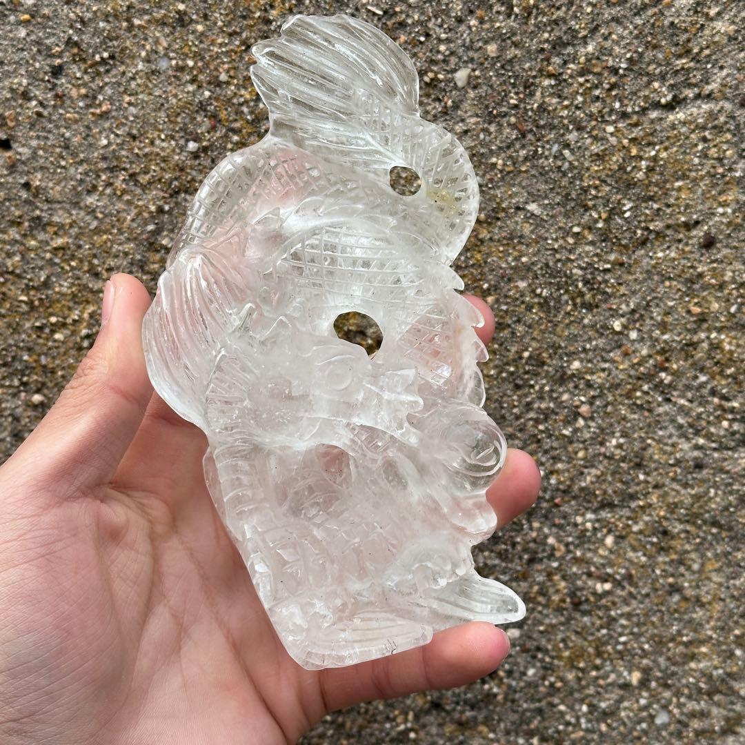 天然石 水晶の龍　置物　ご購入前に在庫確認必要G.182