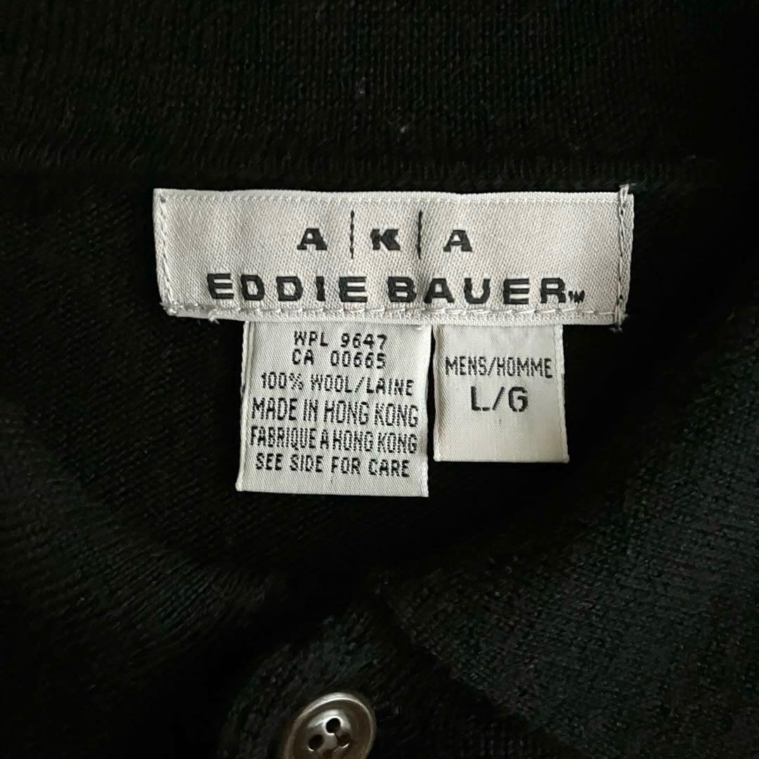 Eddie Bauer A.K.A ウール ニットポロ 香港製 ブラック