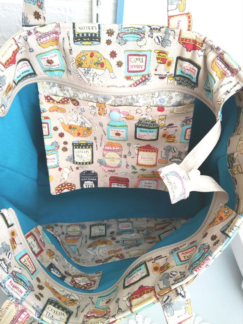 チャッピーA4対応猫柄トートバッグ持手付き20cmFポーチコットンこばやし