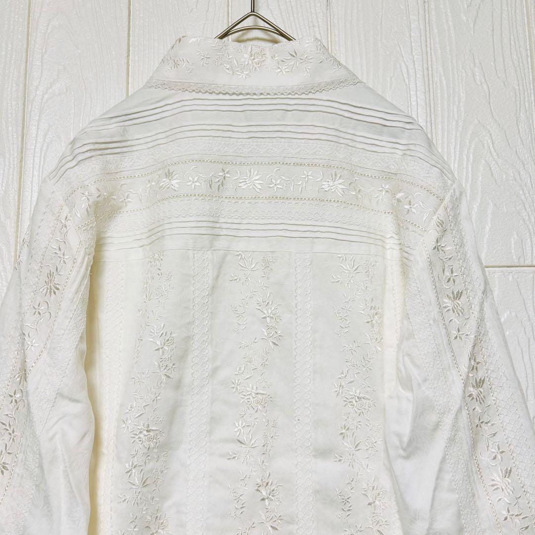 新品タグ付き サイズ44 SCAPA 総刺繍 ピンタック レースブラウス