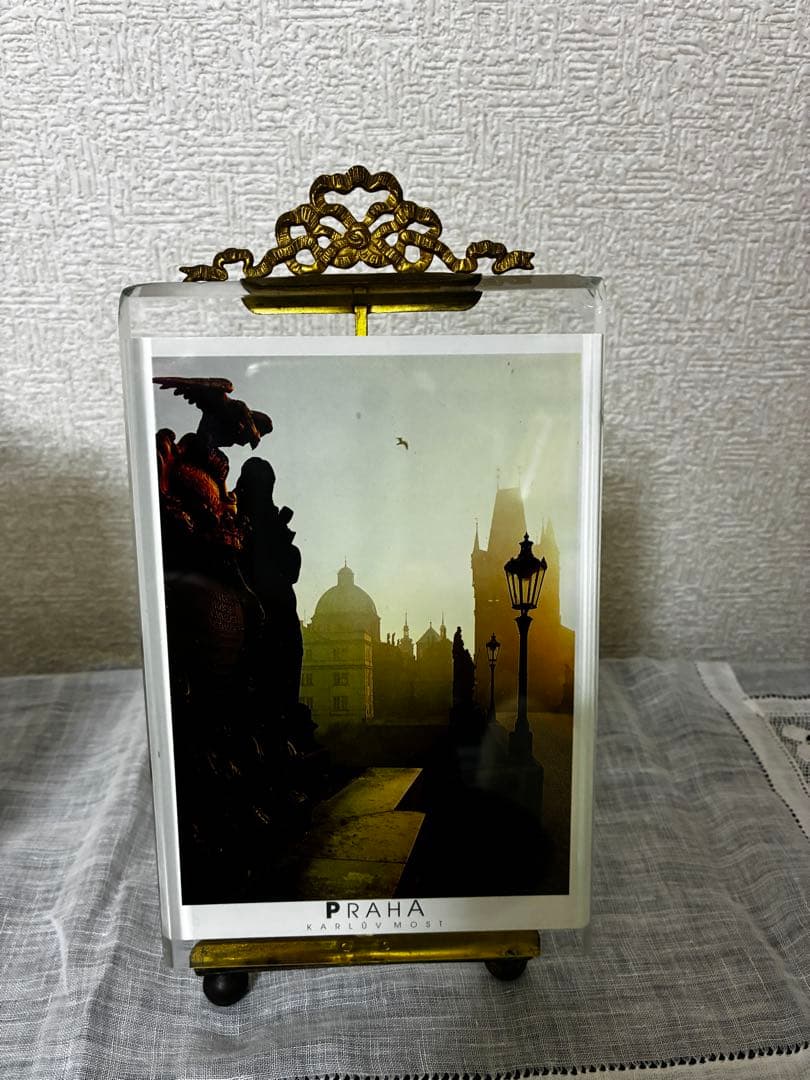 フランスヴィンテージ　ガラス　フォトスタンド
