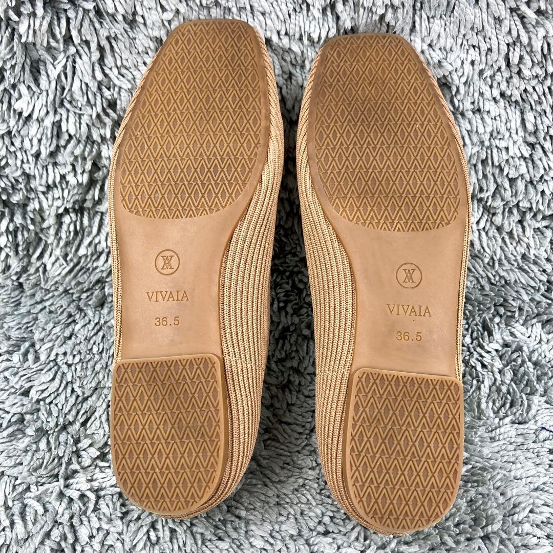 極美品 VIVAIA フラットシューズ スクエアトゥ ニットパンプス23.5