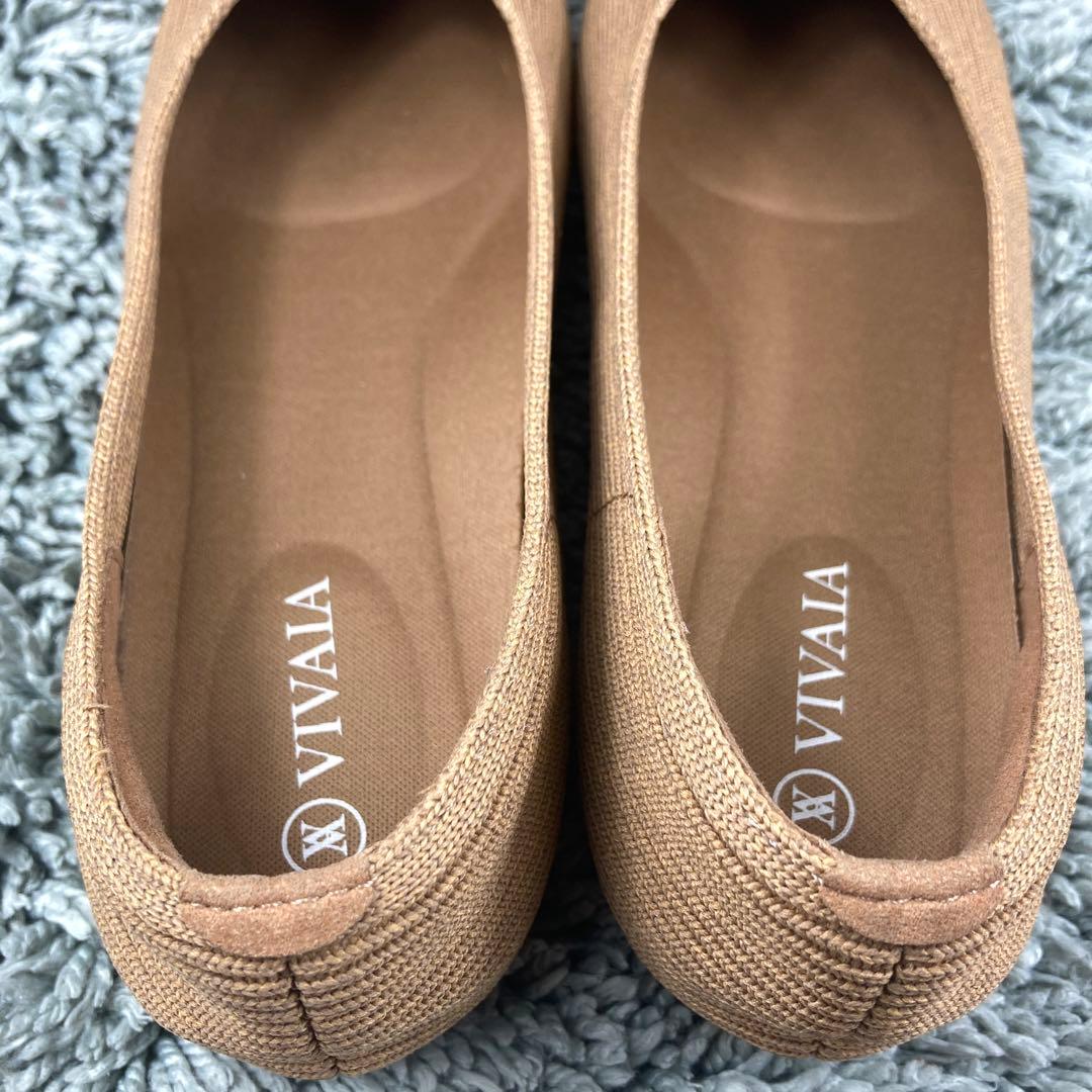 極美品 VIVAIA フラットシューズ スクエアトゥ ニットパンプス23.5