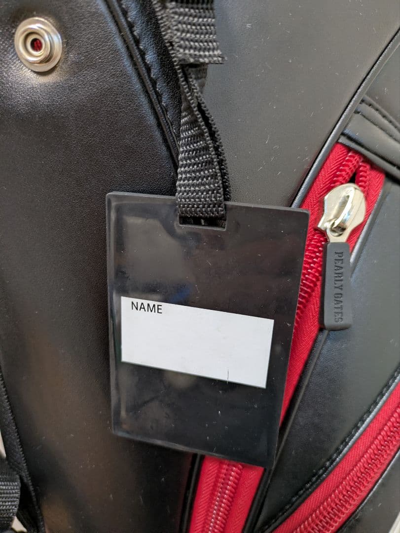 ​【訳あり特価】パーリーゲイツ キャディバッグ 赤×黒 ネームプレート付