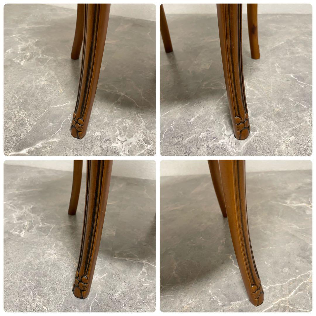 イタリア製　天板大理石　花台　サイドテーブル　木彫刻　飾り台　猫脚