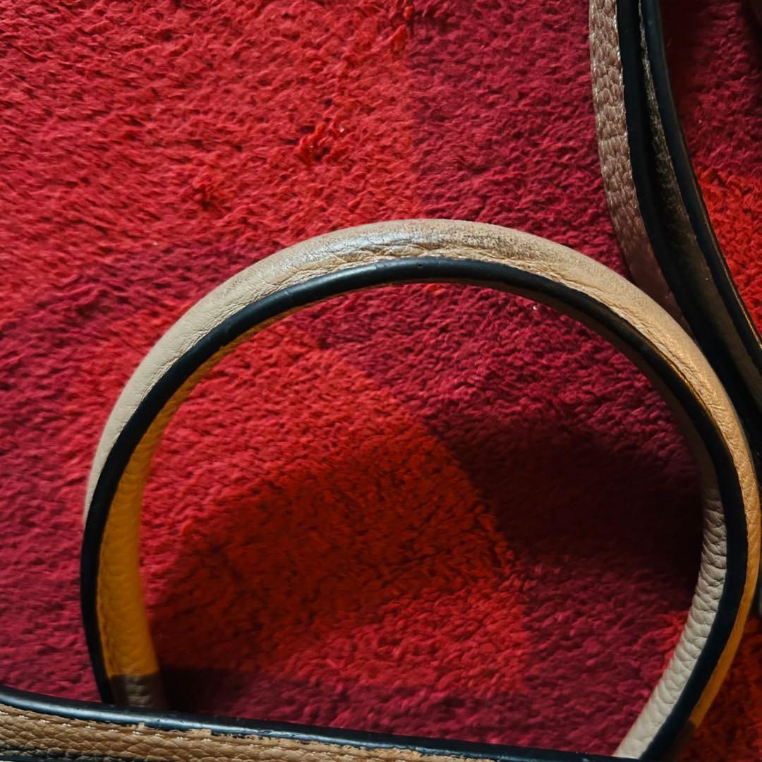 グレー レザー ハンドバッグ ショルダー付 ラゲージナノ ショッパー ベージュ