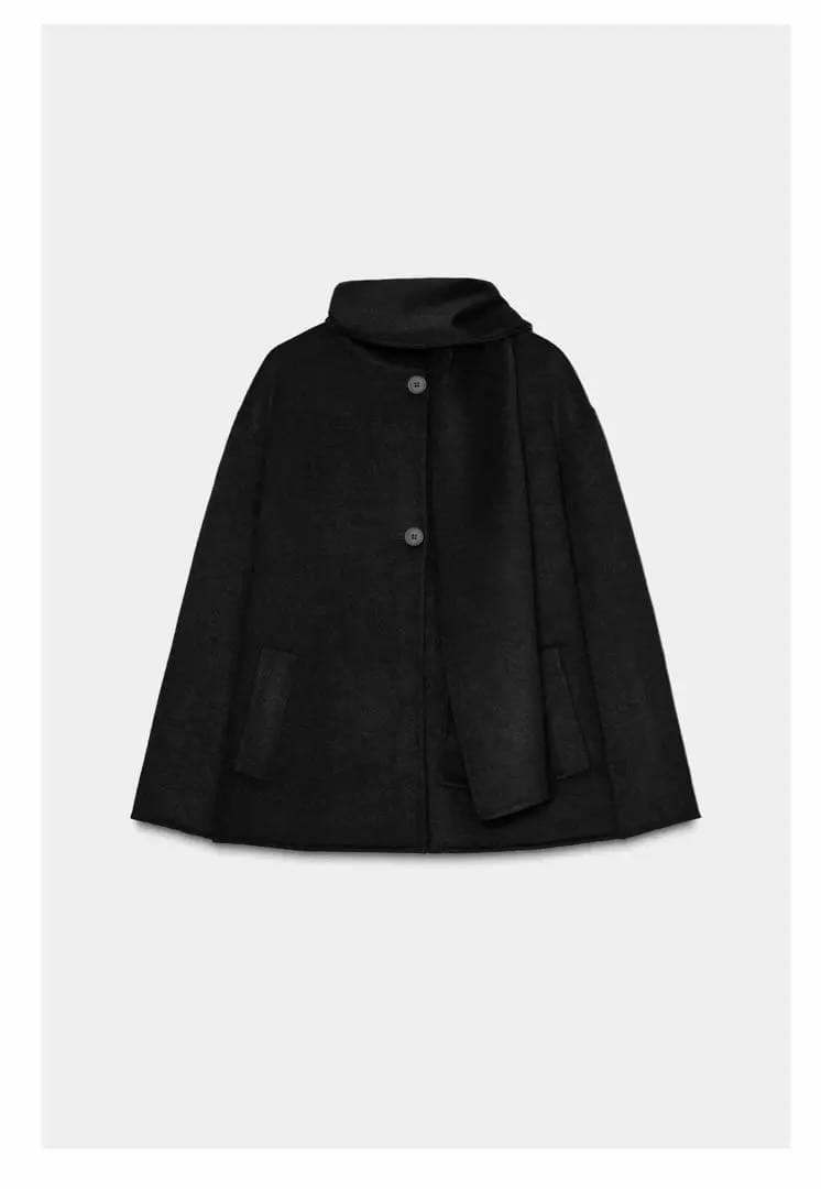 ZARA ウールショートスカーフコート　XS