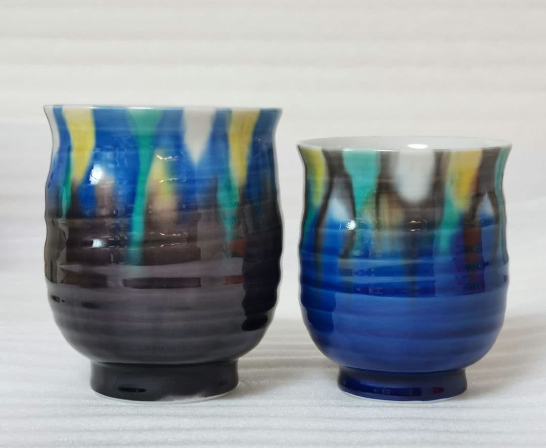 九谷焼 博峰窯 柴田博 睦揃 釉彩 飯碗 お茶碗 湯呑 湯呑み