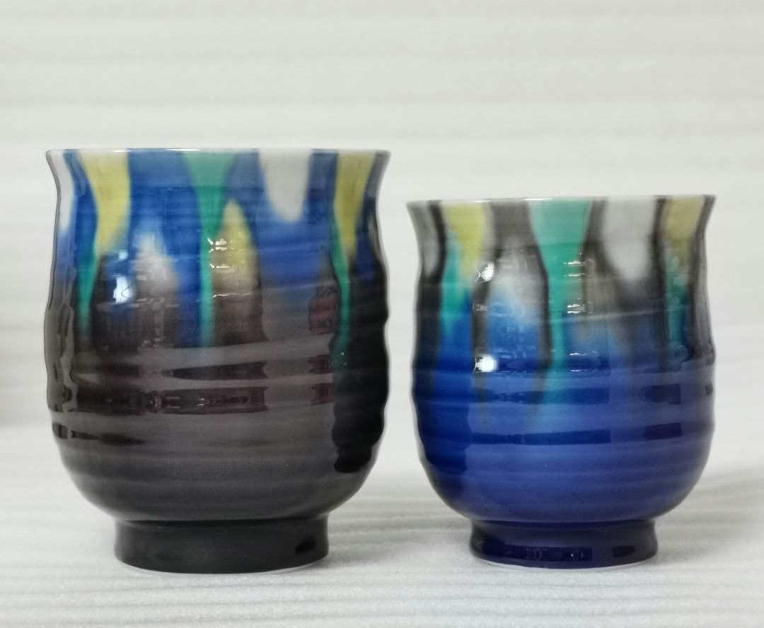 九谷焼 博峰窯 柴田博 睦揃 釉彩 飯碗 お茶碗 湯呑 湯呑み