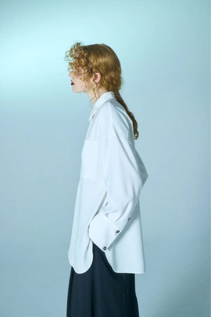 ENFOLDエンフォルドDRAPE-HEM SHIRTドレープヘムシャツ白シャツ