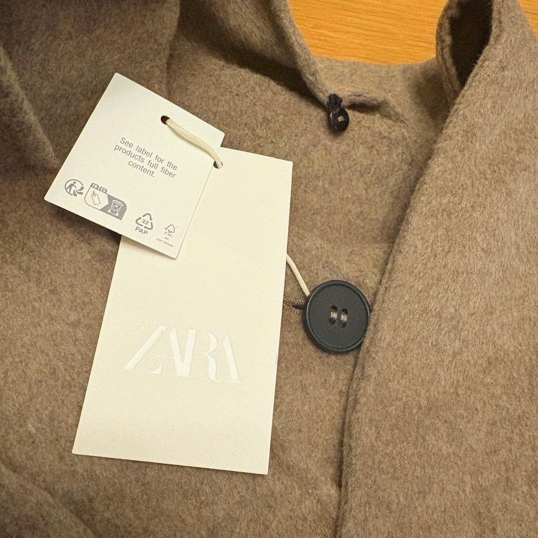 【ZARA】ザラ XS ウールショートスカーフコート ミンク ベージュ