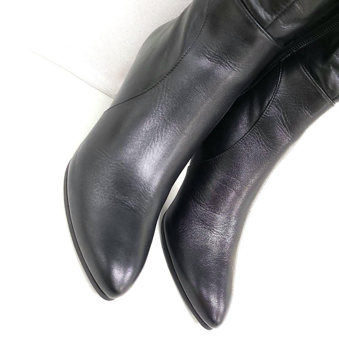 【日本製】UNTITLED カーフスキンロングブーツ 24.0　美脚