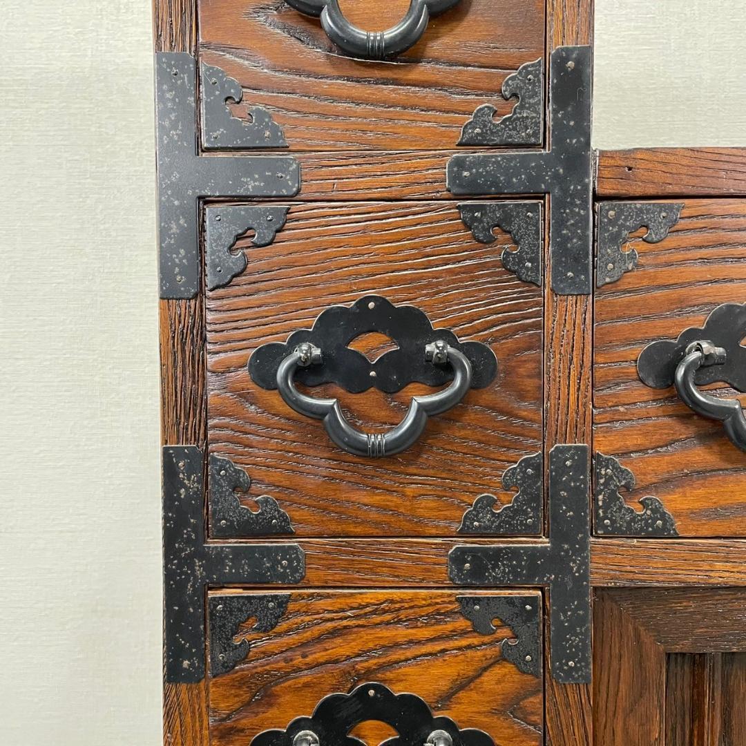 両面 階段箪笥 4段 飾り棚 民芸家具 小物入れ レトロ ヴィンテージ 和家具