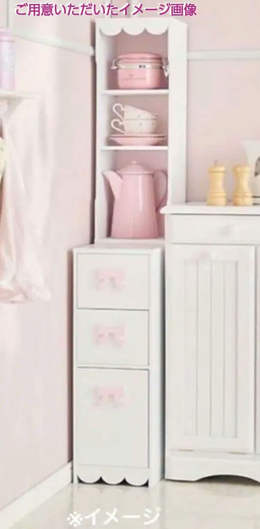 たいやきもふもふアンティーク調リボン飾りキャビネット