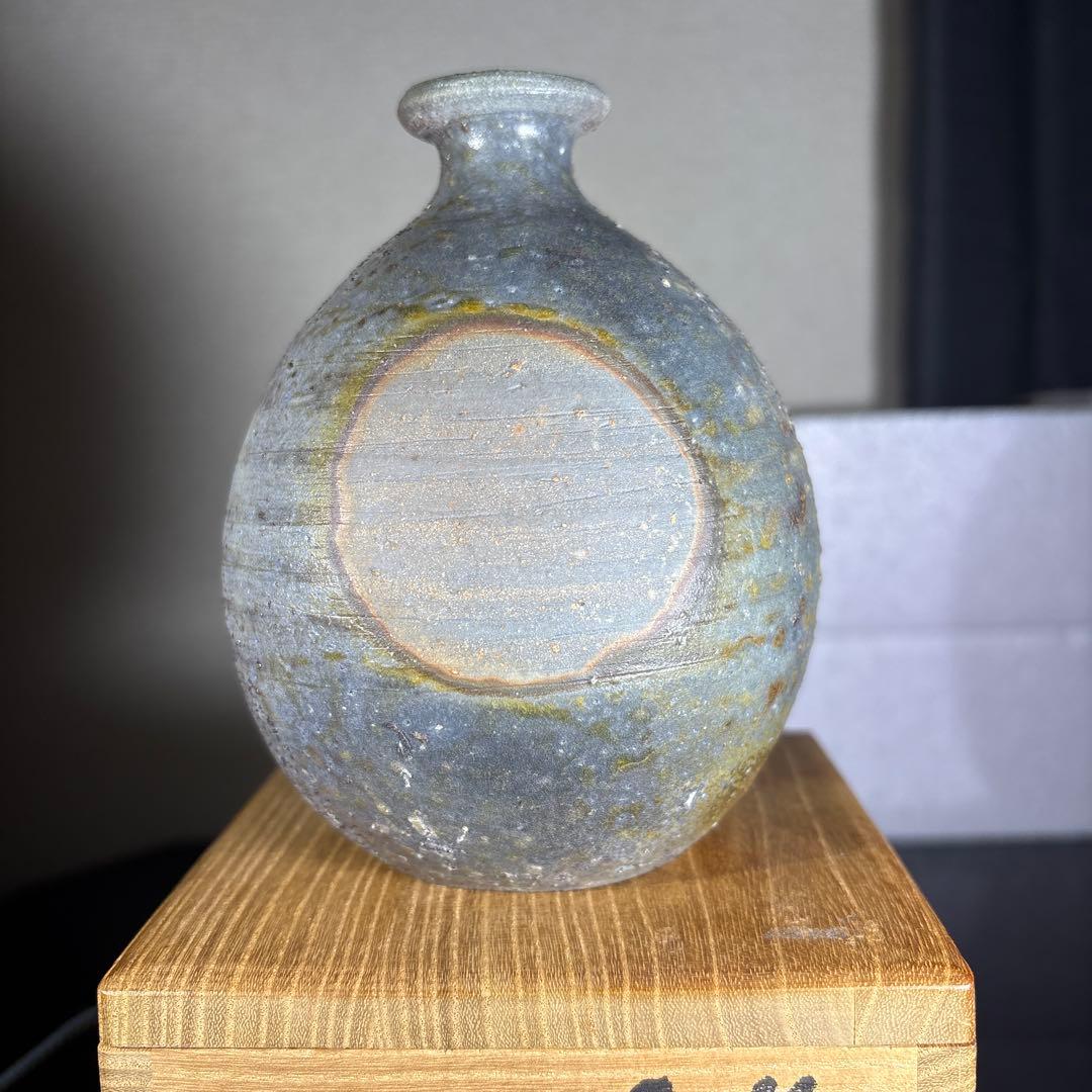 真作　人間国宝　藤原雄　希少作　備前無変徳利　高さ約13センチ