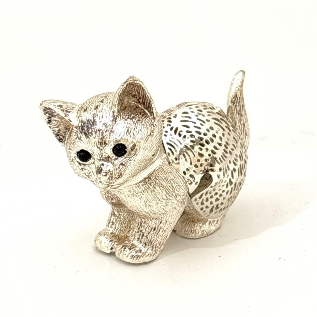 美品 クリストフル 置物 猫 ネコ リュミエール コレクション
