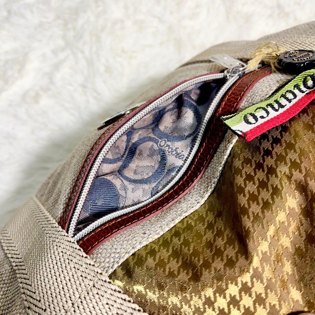 【希少デザイン】Orobianco 2WAY ビジネスバッグ　レザー　千鳥格子