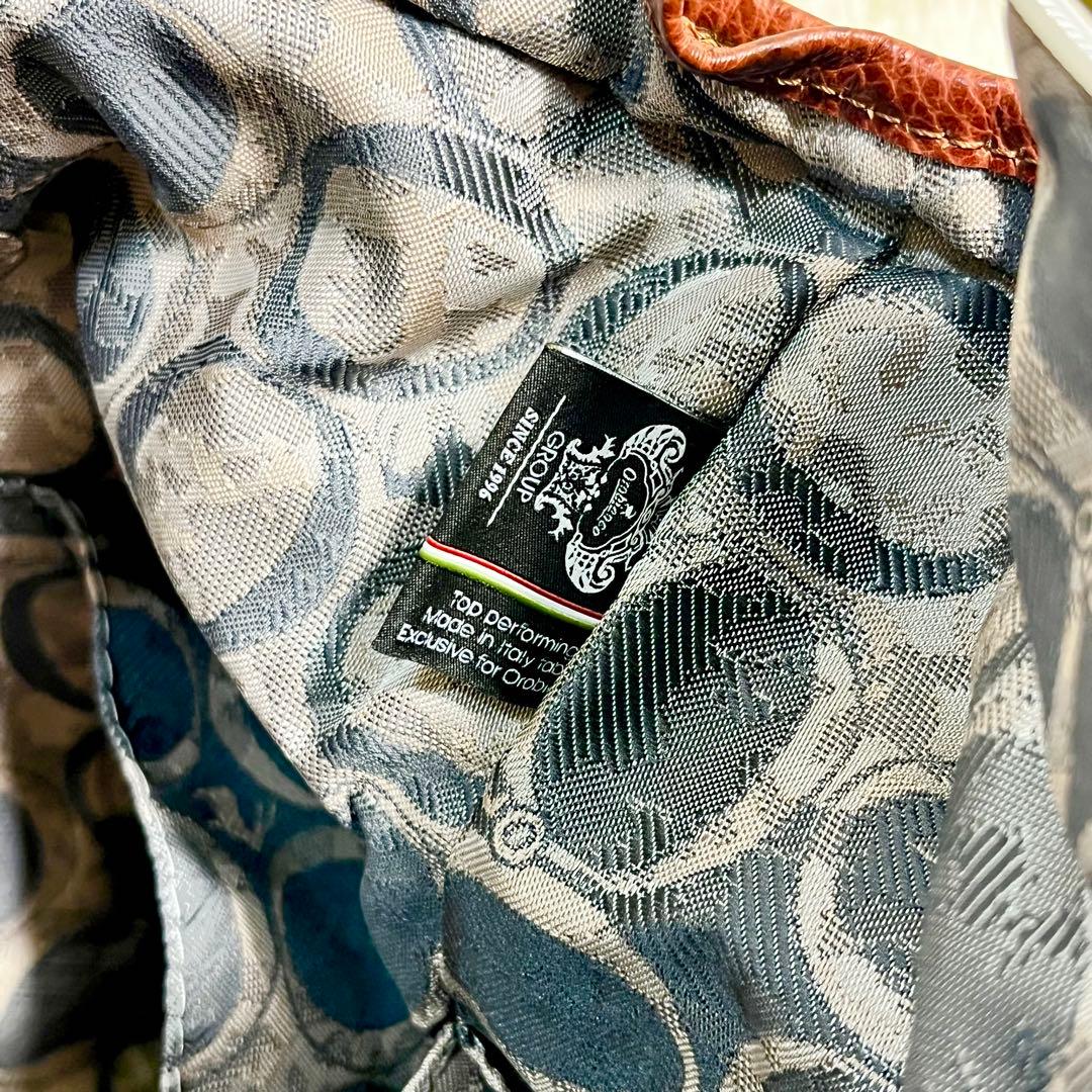 【希少デザイン】Orobianco 2WAY ビジネスバッグ　レザー　千鳥格子