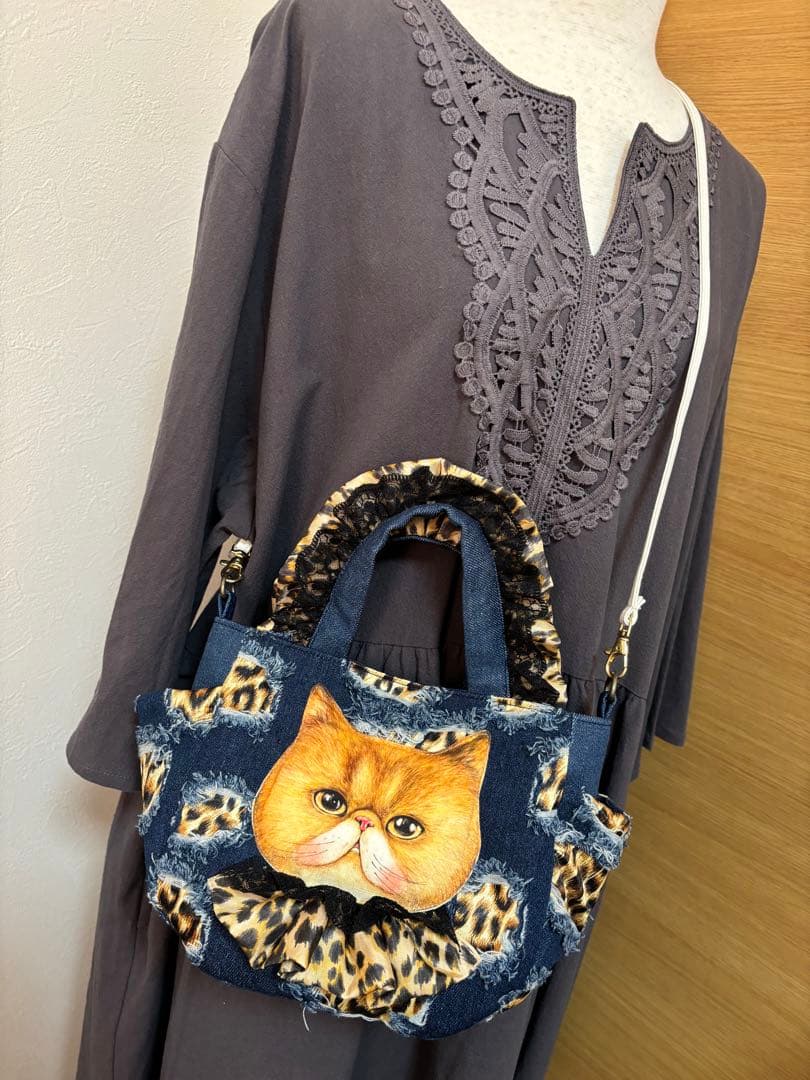 m*︎様 クムくん★レオパード＆クラッシュデニム★チューリップバッグ☆ コヤンイ