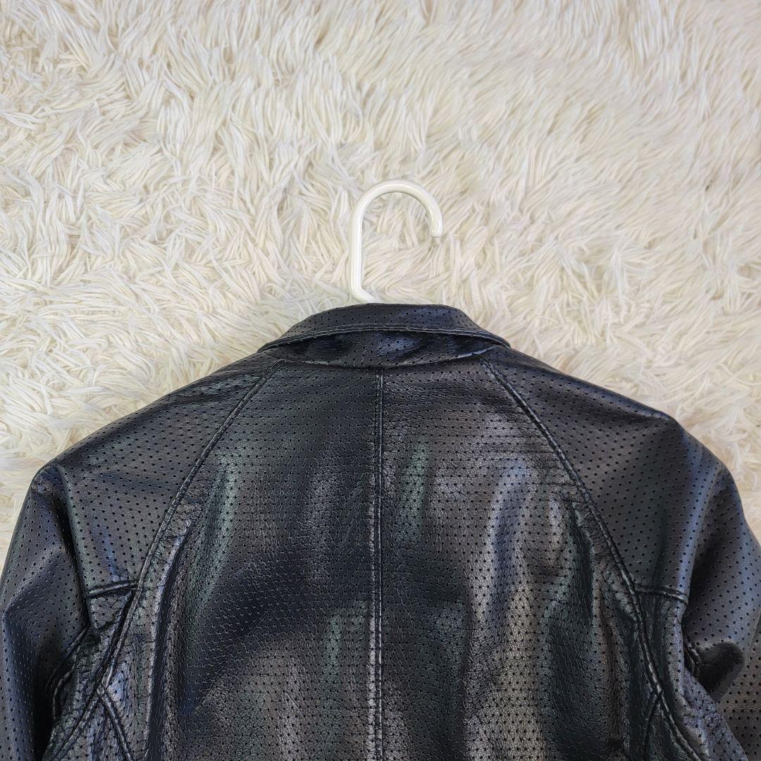 カドヤ BLACK Curvy シングルライダース パンチングレザー 牛革 M