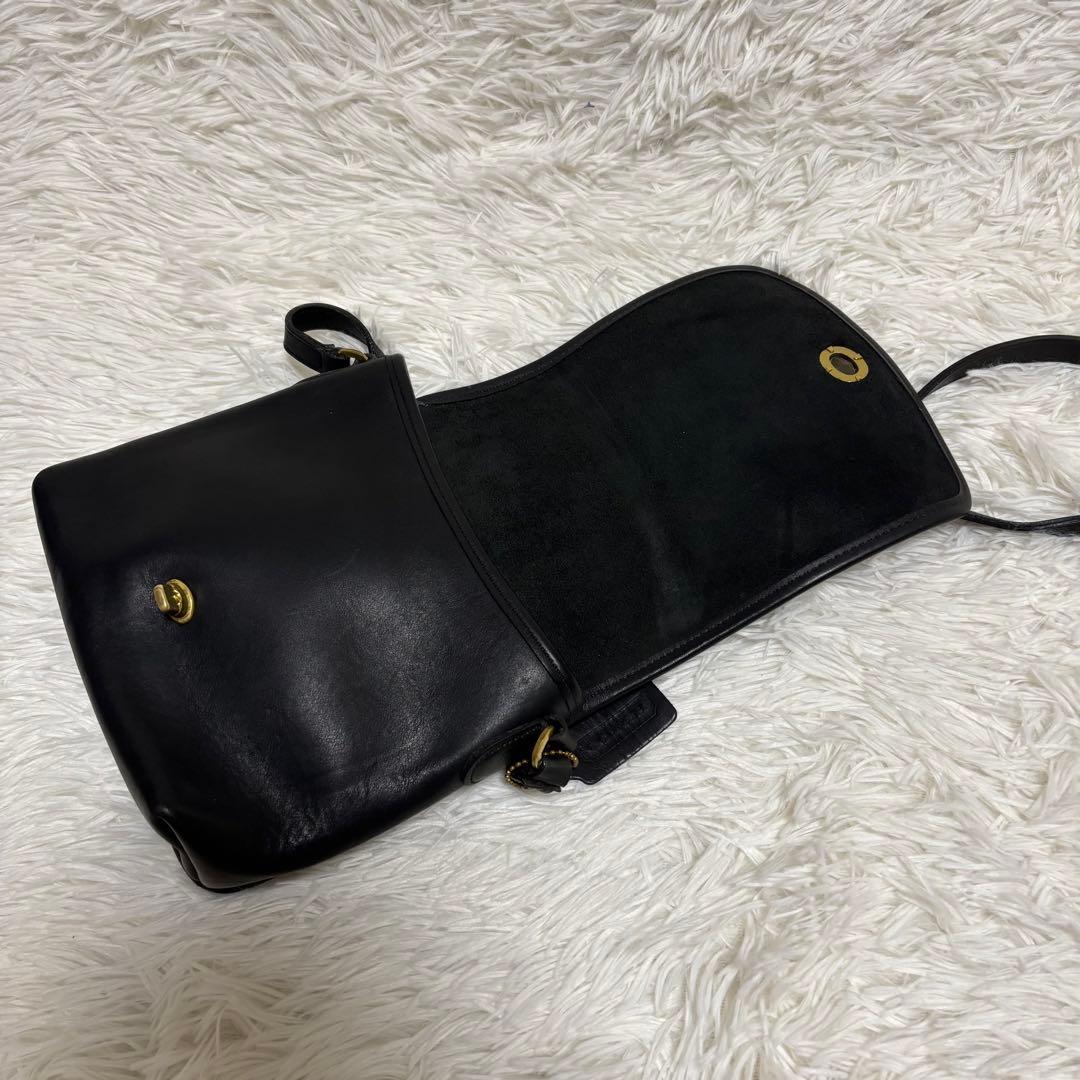 美品★オールドコーチ コンパクト　ターンロック ショルダーバッグ レザー 黒