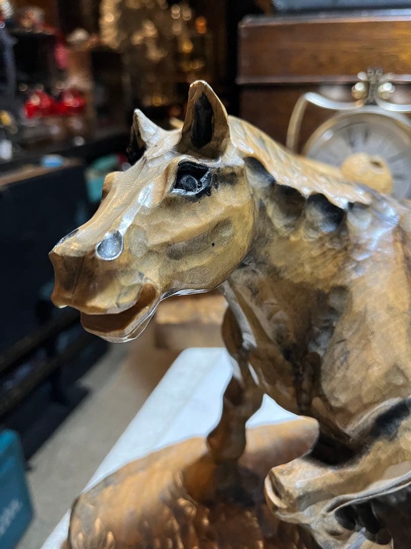 馬の木彫り、木彫りの馬、道産子馬木彫り、道産子馬、北海道の馬、番場馬