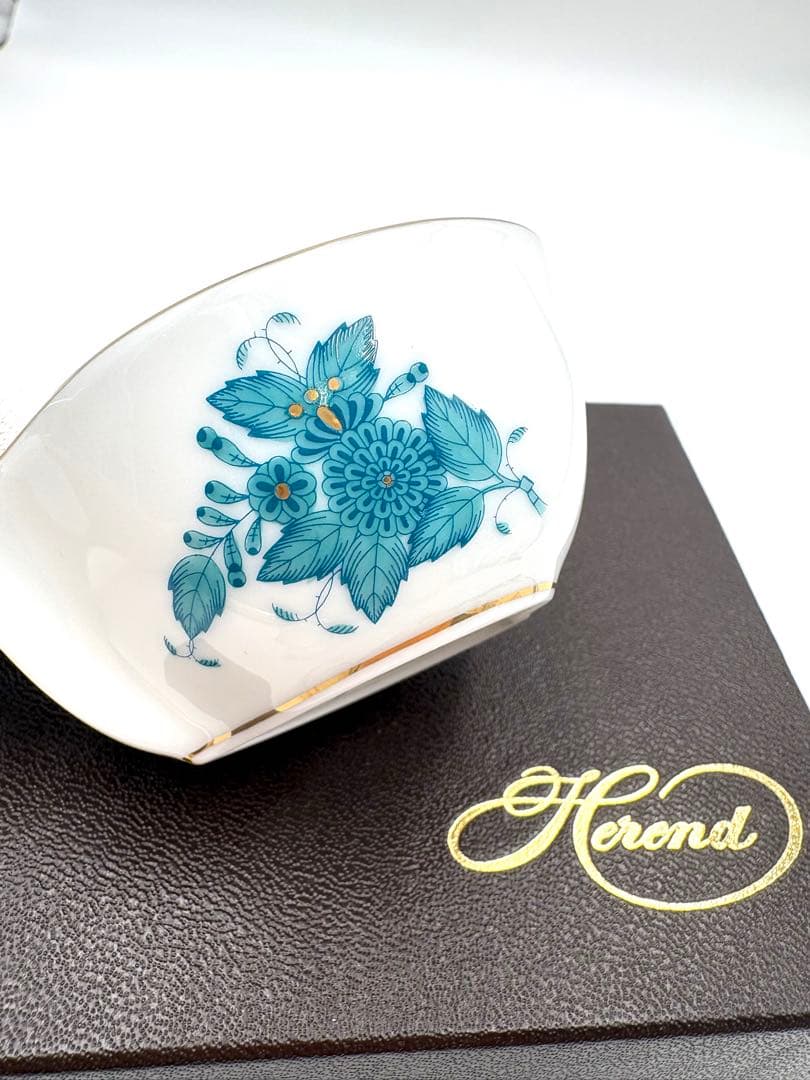 ヘレンド　ハート　小物入れ　ボンボン入れ　小鉢　アポニーターコイズ　ピンク箱付き